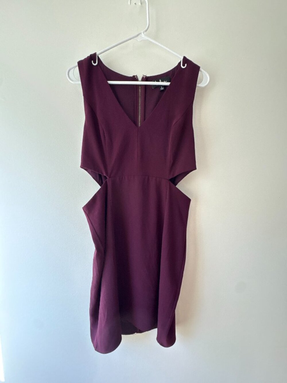 Lulus Plum Burgundy Sleeveless Side Cutout Bodycon Mini Dress Size L